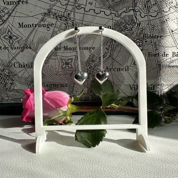 Heart chain tassel dangle earrings - Picture 4 of 4